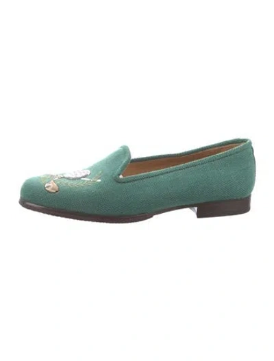 Pre-owned Stubbs & Wootton Canvas Graphic Print Loafers In Green