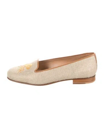 Pre-owned Stubbs & Wootton Canvas Graphic Print Loafers In Neutrals
