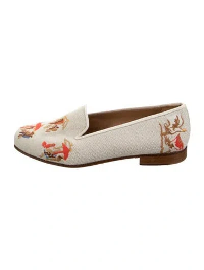 Pre-owned Stubbs & Wootton Canvas Graphic Print Loafers In Neutrals