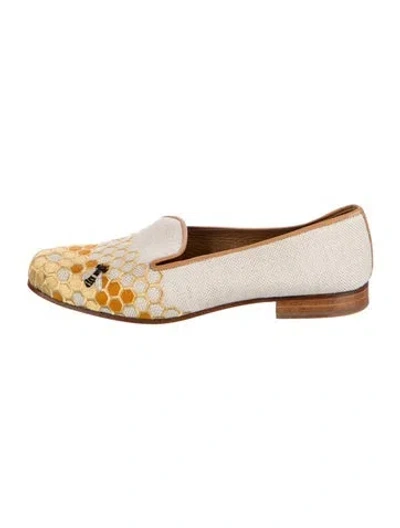Pre-owned Stubbs & Wootton Canvas Graphic Print Loafers In Neutrals