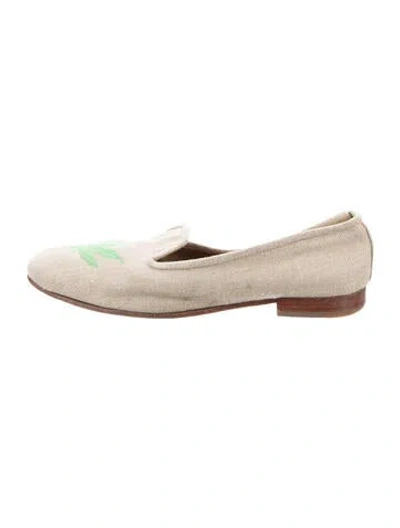 Pre-owned Stubbs & Wootton Canvas Graphic Print Loafers In Neutrals
