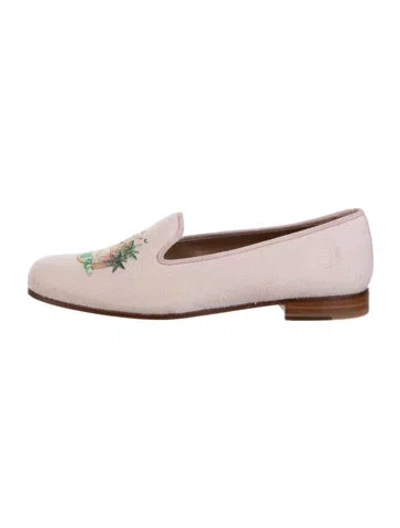 Pre-owned Stubbs & Wootton Canvas Graphic Print Loafers In Pink
