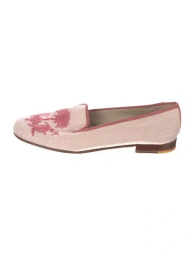 Pre-owned Stubbs & Wootton Canvas Graphic Print Loafers In Pink