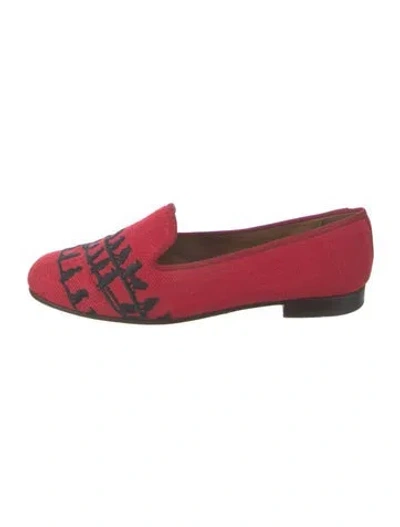 Pre-owned Stubbs & Wootton Canvas Graphic Print Loafers In Red