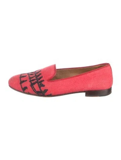 Pre-owned Stubbs & Wootton Canvas Graphic Print Loafers In Red