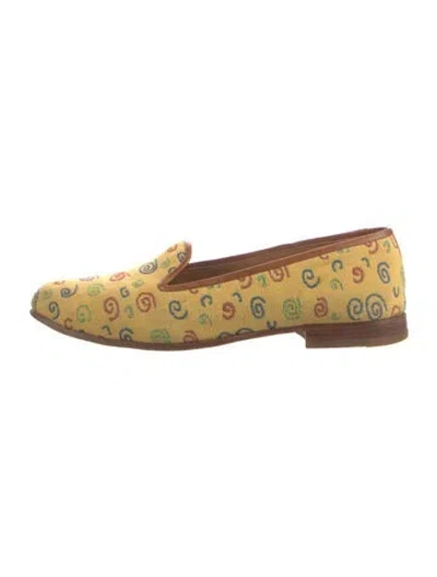 Pre-owned Stubbs & Wootton Canvas Graphic Print Loafers In Yellow