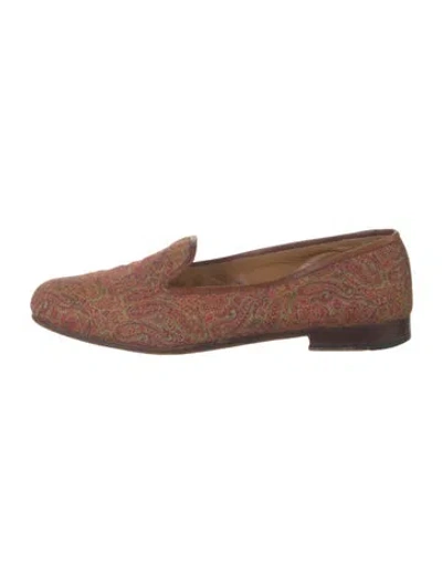Pre-owned Stubbs & Wootton Canvas Paisley Print Loafers In Neutrals