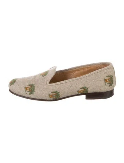 Pre-owned Stubbs & Wootton Canvas Patterned Loafers In Silver