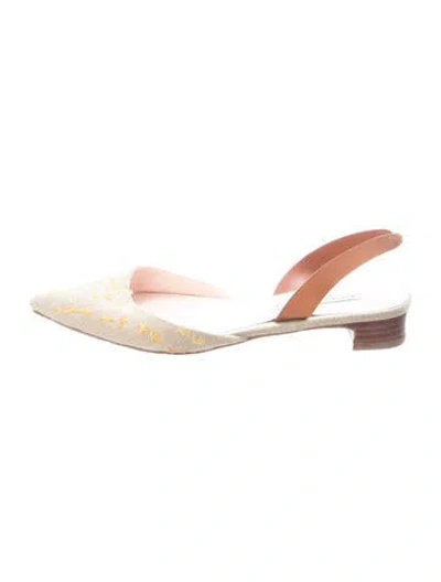 Pre-owned Stubbs & Wootton Canvas Patterned Slingback Pumps In Brown/neutrals