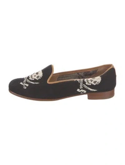 Pre-owned Stubbs & Wootton Canvas Printed Loafers In Black
