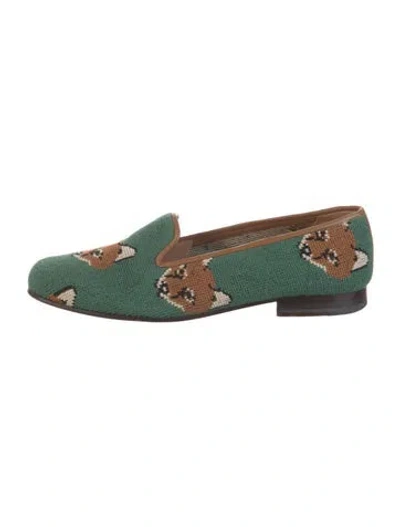 Pre-owned Stubbs & Wootton Canvas Printed Loafers In Green
