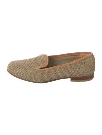 Pre-owned Stubbs & Wootton Canvas Tweed Pattern Loafers In Brown/neutrals