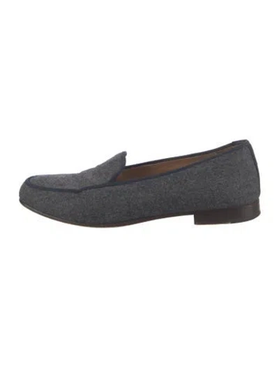 Pre-owned Stubbs & Wootton Felt Embroidered Accent Loafers In Grey