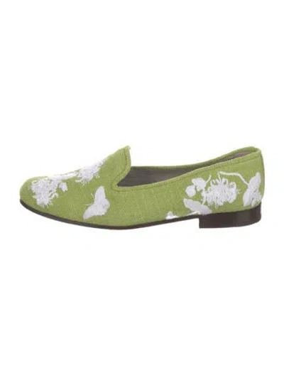 Pre-owned Stubbs & Wootton Floral Print Loafers In Green