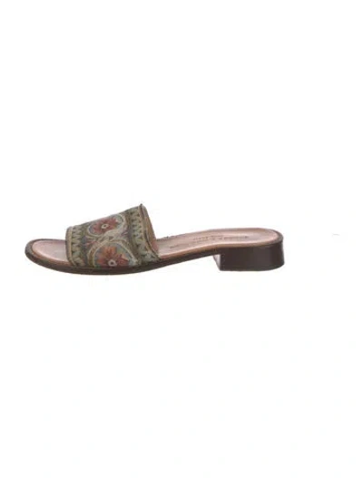 Pre-owned Stubbs & Wootton Floral Print Slides In Brown