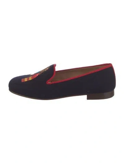 Pre-owned Stubbs & Wootton Graphic Print Embroidered Accent Loafers In Blue