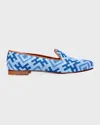 Stubbs And Wootton Harlow Needlepoint Smoking Loafers In Blue
