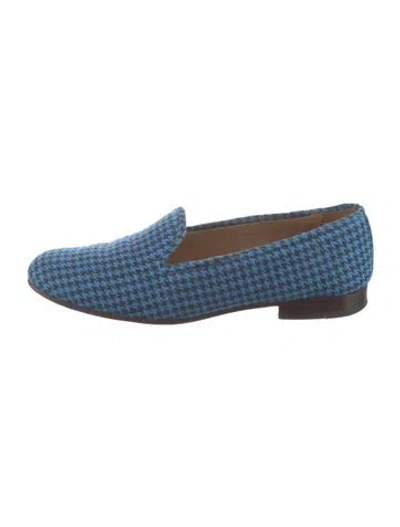 Pre-owned Stubbs & Wootton Houndstooth Print Loafers In Blue