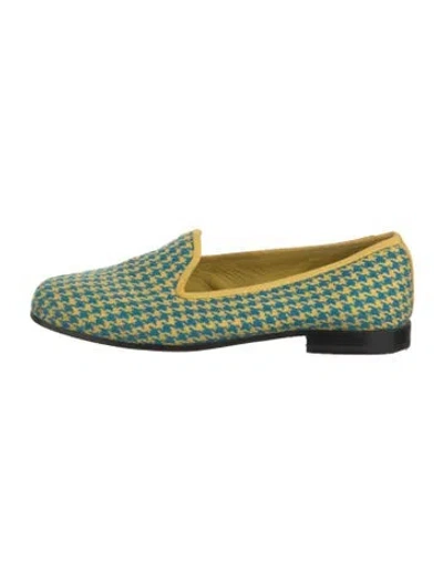 Pre-owned Stubbs & Wootton Houndstooth Print Loafers In Blue/yellow
