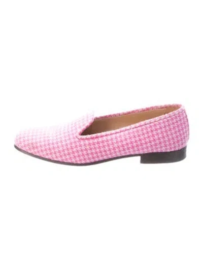 Pre-owned Stubbs & Wootton Houndstooth Print Loafers In Pink