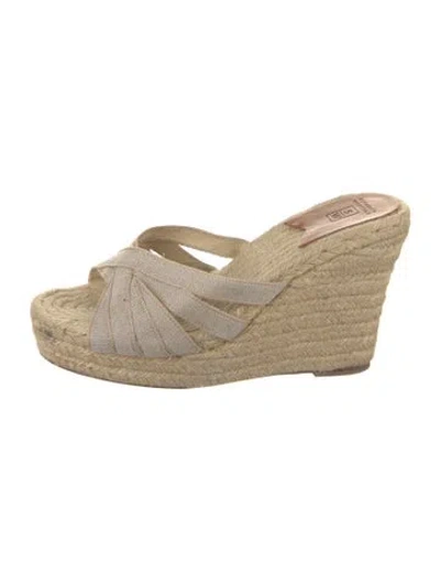 Pre-owned Stubbs & Wootton Jute Mules In Neutrals