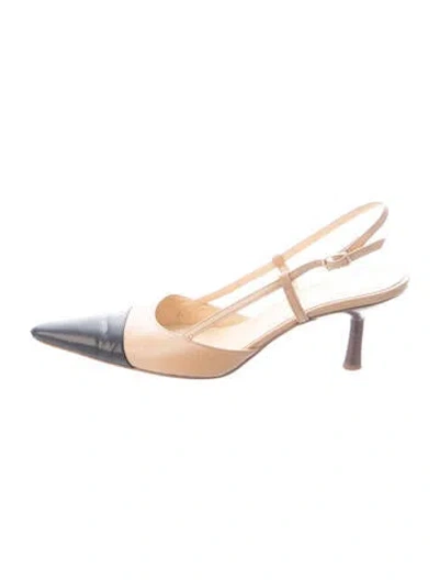 Pre-owned Stubbs & Wootton Leather Colorblock Pattern Slingback Pumps In Black/neutrals