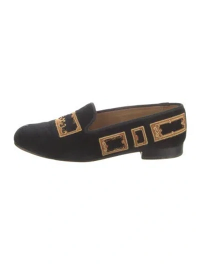 Pre-owned Stubbs & Wootton Leather Printed Loafers In Black