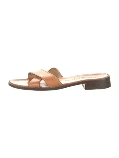 Pre-owned Stubbs & Wootton Leather Slides In Brown