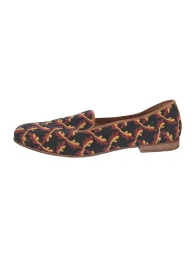 Pre-owned Stubbs & Wootton Patterned Leather Trim Embellishment Loafers In Multi