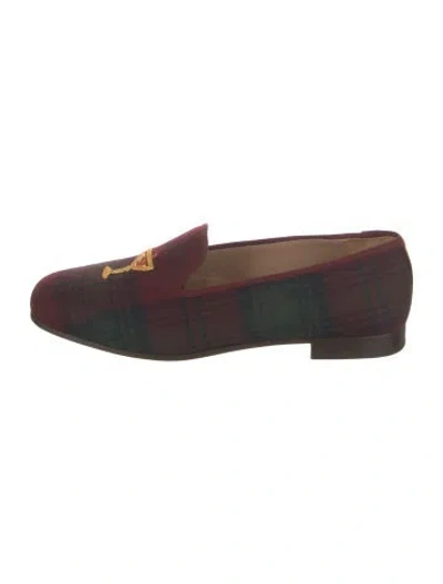 Pre-owned Stubbs & Wootton Plaid Print Loafers In Burgundy