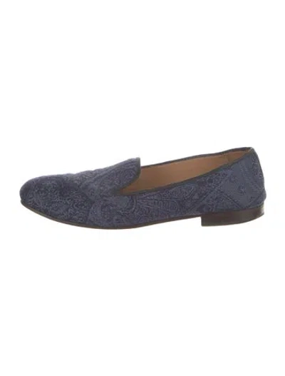 Pre-owned Stubbs & Wootton Printed Grosgrain Trim Slippers In Blue