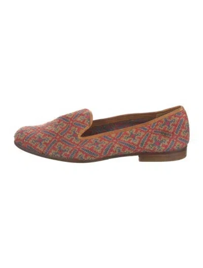Pre-owned Stubbs & Wootton Printed Loafers In Burgundy