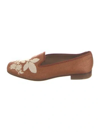 Pre-owned Stubbs & Wootton Raffia Floral Print Loafers In Neutral