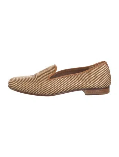 Pre-owned Stubbs & Wootton Raffia Striped Loafers In Brown