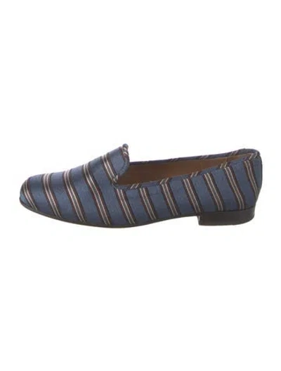 Pre-owned Stubbs & Wootton Satin Striped Loafers In Blue