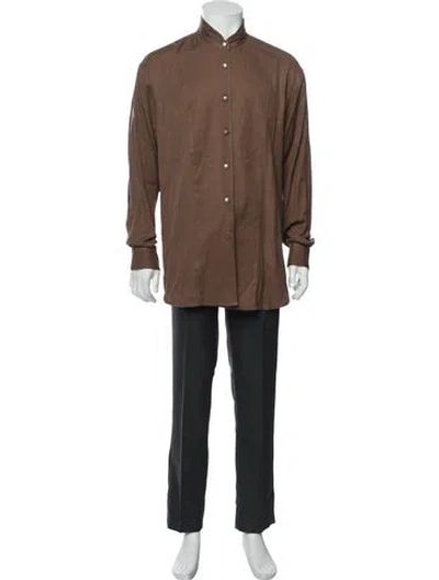 Pre-owned Stubbs & Wootton Silk Long Sleeve Dress Shirt In Brown