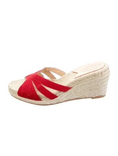 Pre-owned Stubbs & Wootton Straw Espadrilles In Neutrals/red