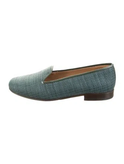 Pre-owned Stubbs & Wootton Straw Patterned Loafers In Green