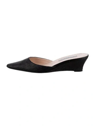 Pre-owned Stubbs & Wootton Straw Tweed Pattern Mules In Black