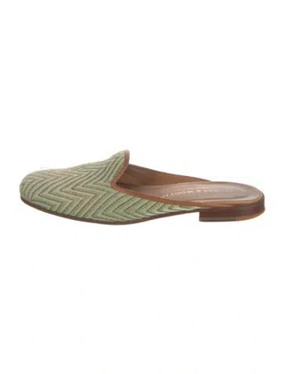 Pre-owned Stubbs & Wootton Striped Mules In Green