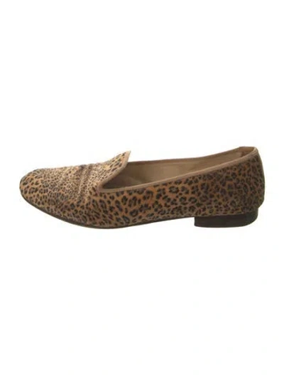 Pre-owned Stubbs & Wootton Suede Animal Print Loafers In Brown