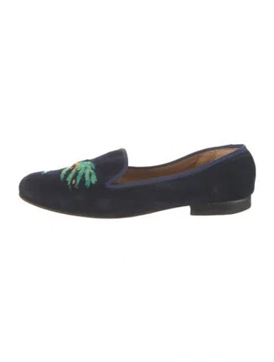 Pre-owned Stubbs & Wootton Suede Graphic Print Loafers In Blue