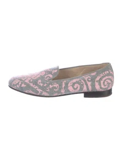 Pre-owned Stubbs & Wootton Suede Paisley Print Loafers In Grey