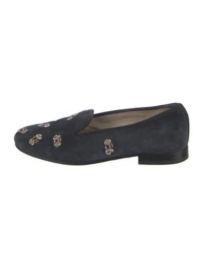 Pre-owned Stubbs & Wootton Suede Printed Loafers In Blue