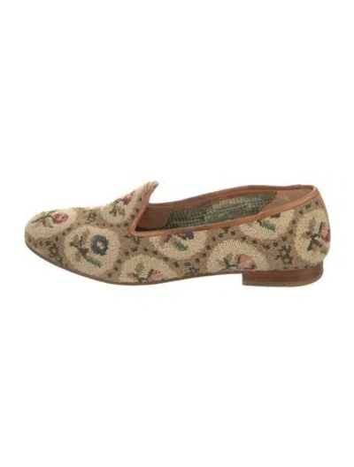 Pre-owned Stubbs & Wootton Tweed Floral Print Loafers In Neutrals