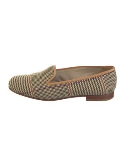 Pre-owned Stubbs & Wootton Tweed Houndstooth Print Loafers In Brown
