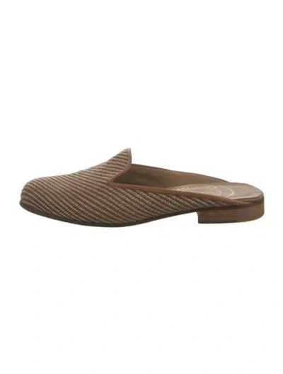 Pre-owned Stubbs & Wootton Tweed Pattern Mules In Brown