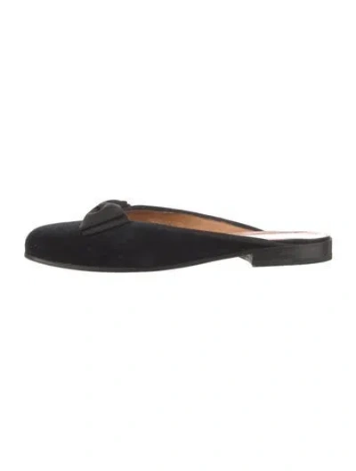 Pre-owned Stubbs & Wootton Velvet Bow Accents Mules In Black