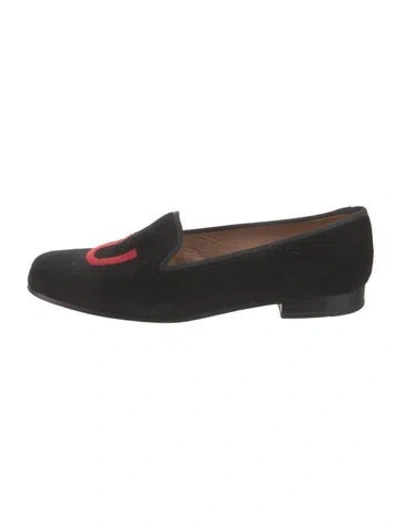 Pre-owned Stubbs & Wootton Velvet Colorblock Pattern Loafers In Black