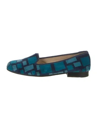 Pre-owned Stubbs & Wootton Velvet Colorblock Pattern Loafers In Blue